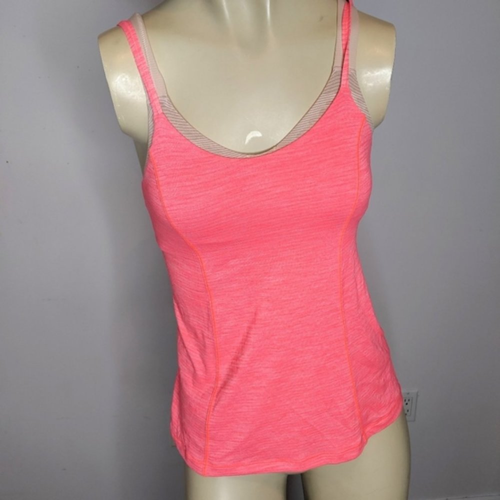 Lululemon - coral / beige tank top
